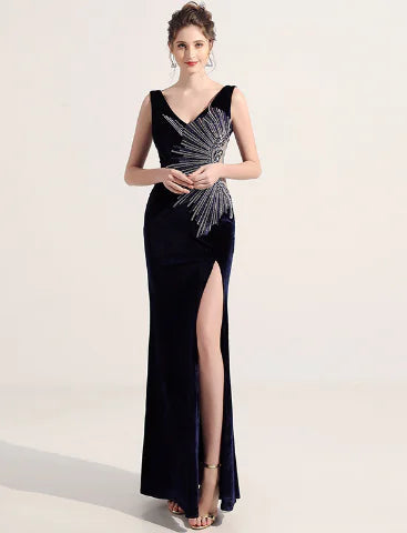 Deep V-Neck Sequin Bodycon Dress