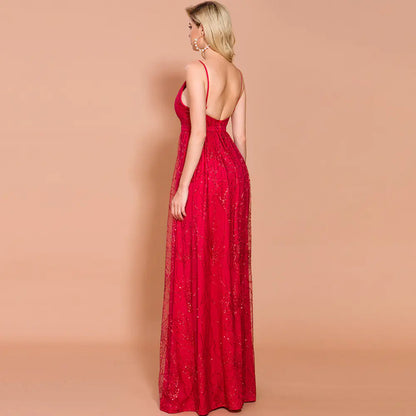 Elegant V-Neck Backless Party Dress for Women